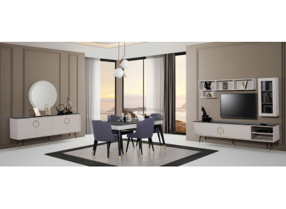 Complete Dining Set 7-piece. Dining Room Sideboard Set Modern Table 4x Chairs RTV