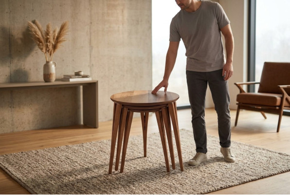 Side tables, flower stands, wooden table set, side table, coffee table, 3-piece set.