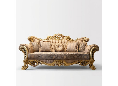 Chesterfield Baroque Three-Seater Couch Furniture Sofa Sofas Fabric Gold