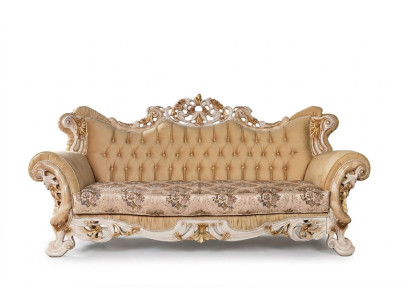 Chesterfield Baroque Three-Seater Couch Furniture Sofa Sofas Fabric Beige