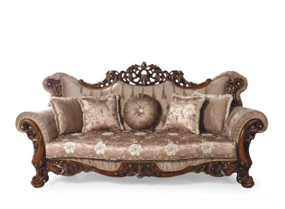 Baroque Three-Seater Chesterfield Couch Furniture Sofa Couches Fabric Brown