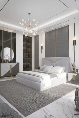 Double bed luxury beds upholstered bedroom furniture new illuminated bed design
