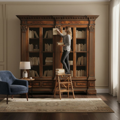 Medieval style cabinet showcase Italian furniture cupboards solid shelf