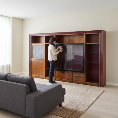 Built-in cabinet shelf display case XXL cabinets living room wall glass cabinet extension wall wood