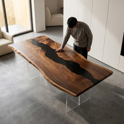 Table Epoxy Resin Dining Table Real Wood Solid Tables 183x90 River Table