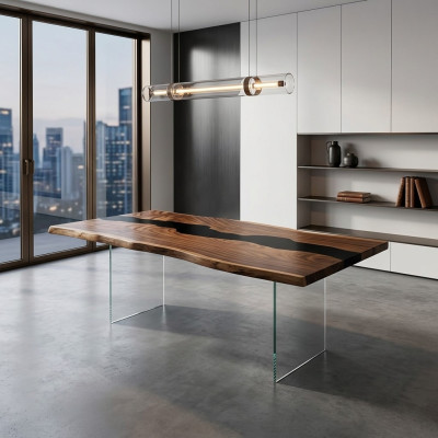 Table Epoxy Resin Dining Table Real Wood Solid Tables 183x90 River Table
