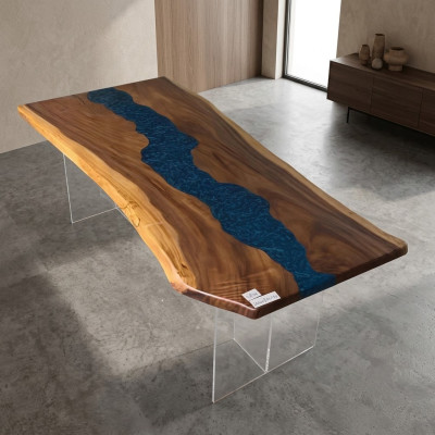 Dining table Sea Water River Real Wood River Table 200x90 Tables Epoxy Resin New