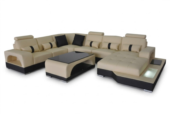 Leather Sofa Modern Couch Design Living Landscape + Table Corner Sofas Seat with USB