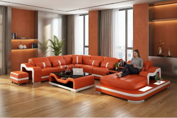 XXL living landscape corner sofa upholstered corner suite corner couch sofa upholstery seat corner