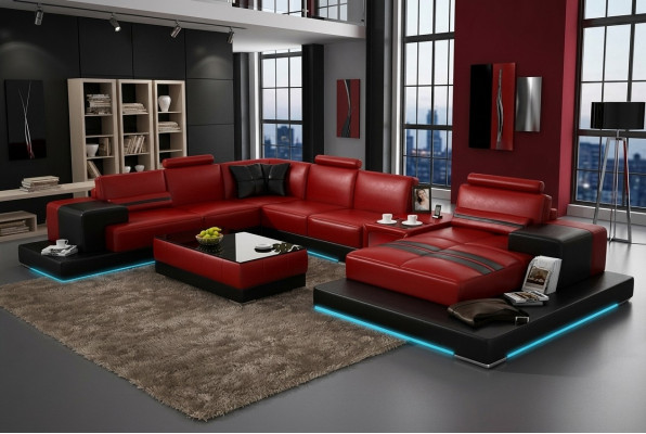 Leather sofa couch living area corner sofa corner suite modern design sofa + USB