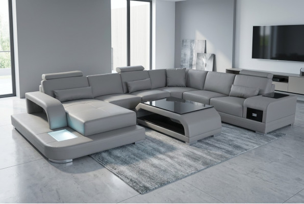 Leather sofa living area corner sofa seating corner seating suite sofa couch + USB + table