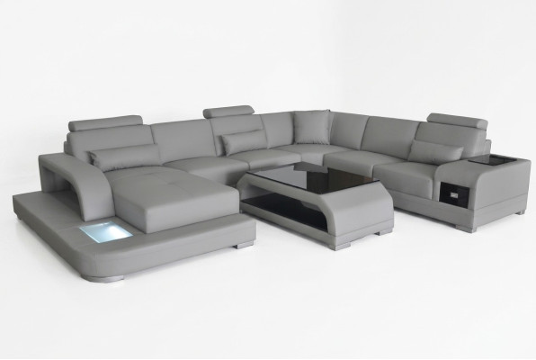 Leather sofa living area corner sofa seating corner seating suite sofa couch + USB + table