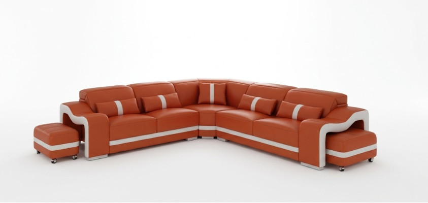 Design corner sofa couch leather L-shaped living landscape upholstery corner suite