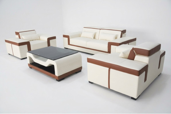 Complete set 3+2+1 + couch table sofa leather seating group sofa set + USB