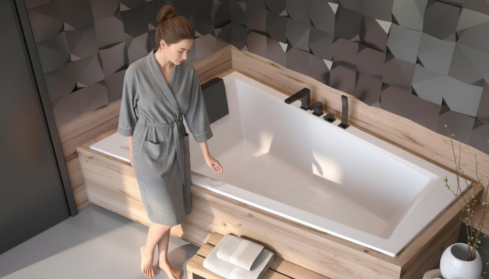Bathtub for 2 Persons Corner Bath Tub Bathroom Built-in Tubs Acrylic Design New