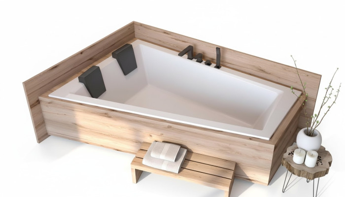 Bathtub for 2 Persons Corner Bath Tub Bathroom Built-in Tubs Acrylic Design New