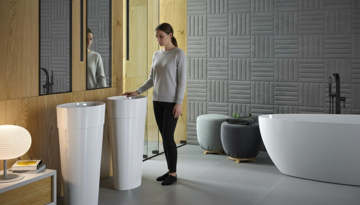 Modern design washbasin acrylic bathroom freestanding sink
