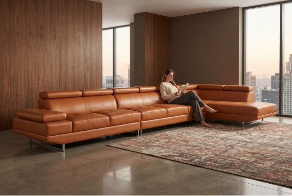 XXL Lounge Dream Sofa Couch Upholstery Seat Set Living Landscape Leather Corner +USB