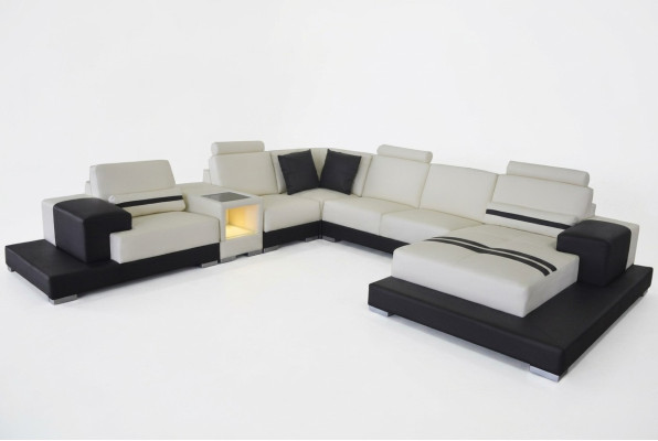 Leather sofa couch living area corner suite design modern sofa U-shape USB