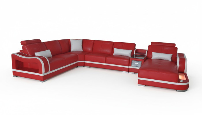 Leather sofa with USB couch living room suite modern design corner sofa U shape