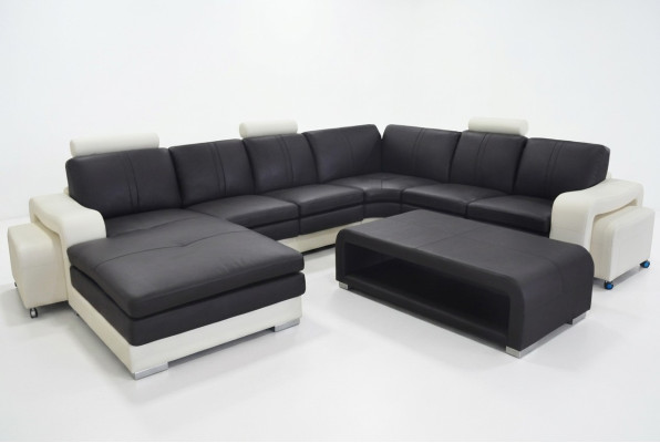 Leather corner sofa +USB, couch upholstery seating furniture set landscape modern design