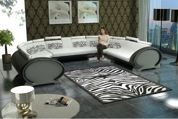 U-shaped leather corner sofa seat cushion, modern designer couches + USB