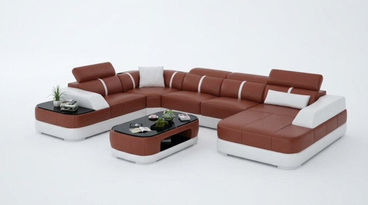 Leather sofa upholstery seat corner sofa set living room landscape living room couch with USB