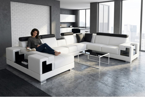 Leather sofa with USB corner sofa living landscape sofas couches suite design modern