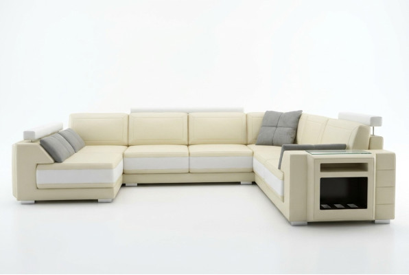 Designer sofa with USB corner sofa leather sofa upholstered seating corner set +light