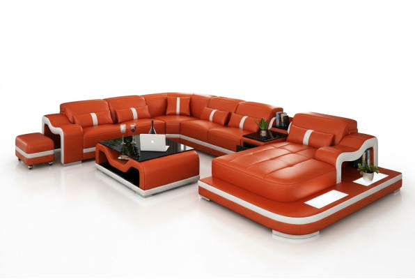 Leather sofa with USB couch living landscape corner sofa corner suite design modern sofa