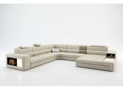 Corner sofa set, seating area, leather, modern sofa, couch, upholstery, living landscape, USB