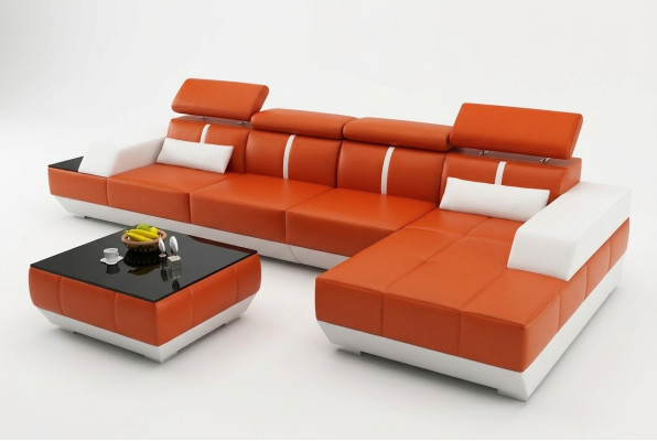 Leather sofa L-shape couch living landscape corner sofa set design modern sofa USB EU