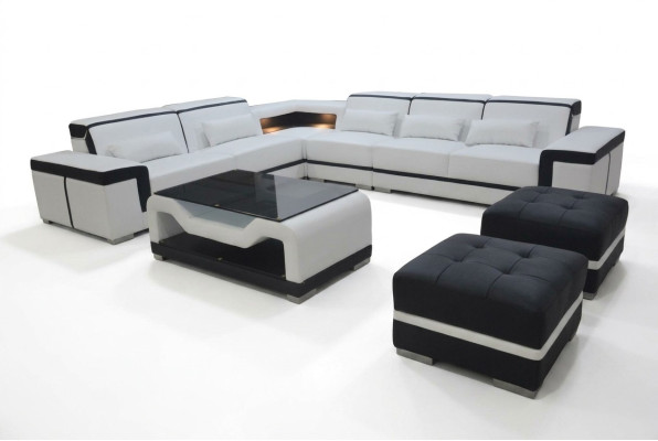 Leather sofa with USB upholstery corner couch set living landscape table stool