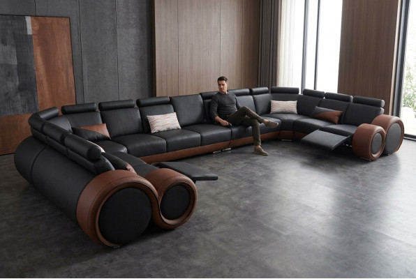XXL Couch Large Corner Sofa Leather Corner Suite Corner Landscape Upholstery Living U Shape +USB
