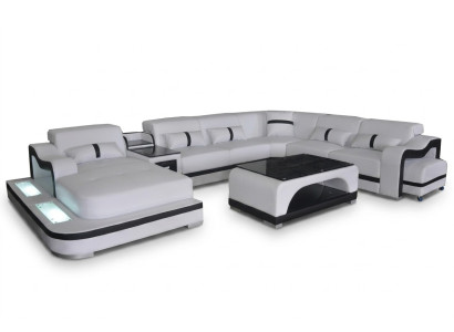 Corner sofa corner suite corner couch sofa couch upholstery living landscape table USB LED new