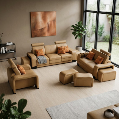 Sofa set Couch USB Sofa Leather Suite Seating Living Landscape 3+2+1 Seater New