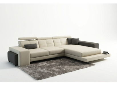 Corner sofa + USB upholstered sofa living landscape seating corner suite leather textile Geroda