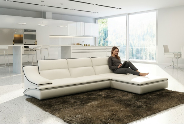 Leather sofa with USB, living landscape corner sofa, corner suite design, modern sofa A1160C
