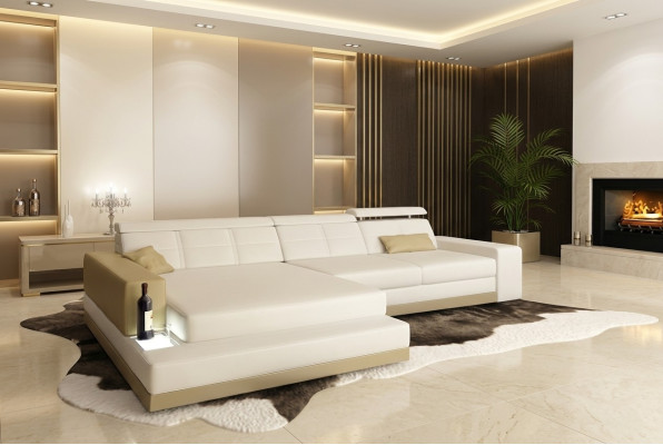 Leather sofa with USB living landscape corner sofa corner suite modern design sofa C4010B