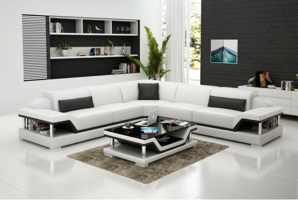 Leather sofa with USB seating landscape corner sofa corner suite design modern sofa G8004B