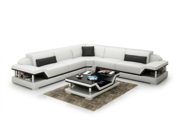 Leather sofa with USB seating landscape corner sofa corner suite design modern sofa G8004B