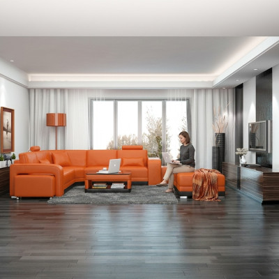 Leather sofa with USB living area corner sofa corner suite design modern sofa F3017B