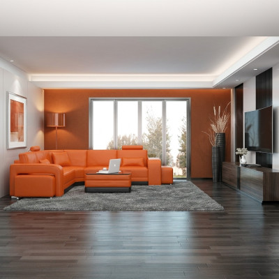 Leather sofa with USB living area corner sofa corner suite design modern sofa F3017B