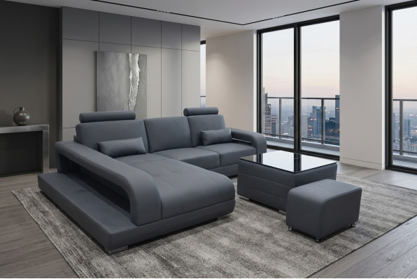 XXL Couch Corner Sofa Leather Living Landscape Suite Design Modern Sofa L-Shape + USB