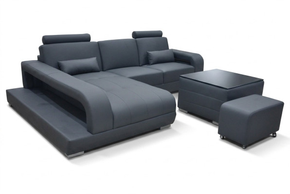 XXL Couch Corner Sofa Leather Living Landscape Suite Design Modern Sofa L-Shape + USB