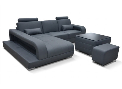 XXL Couch Corner Sofa Leather Living Landscape Suite Design Modern Sofa L-Shape + USB