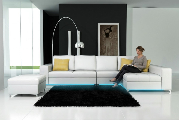 Leather sofa, couch, USB living landscape sectional sofa suite, modern design, new K5005