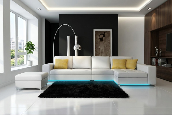Leather sofa, couch, USB living landscape sectional sofa suite, modern design, new K5005