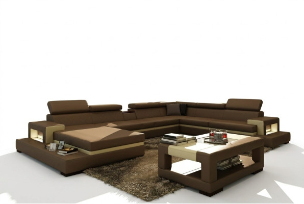 Leather sofa, sofa, corner sofa, U-shaped couch, living landscape, designer sitting corner, LEONARDO-B