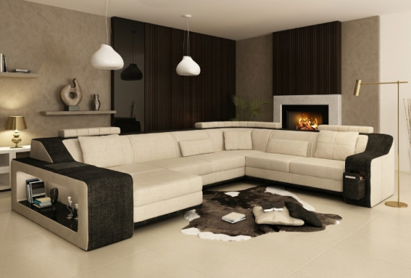 Modern living landscape upholstered corner sofa sofa couch corner suite textile sofas + USB